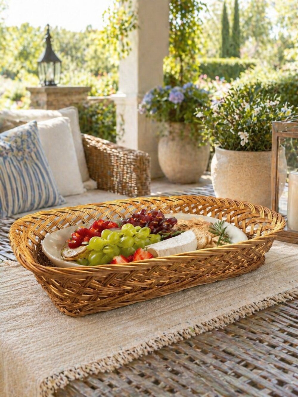 Set of Eight Wicker Basket Serving Trays